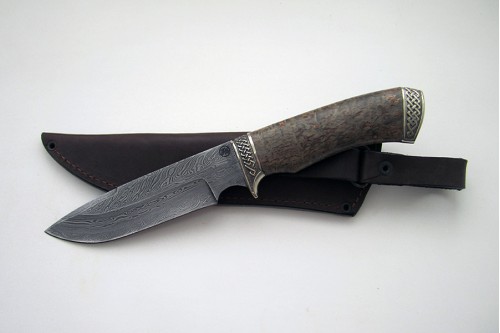 Нож "Пума 1" (торцевой дамаск) - работа мастерской кузнеца Марушина А.И.